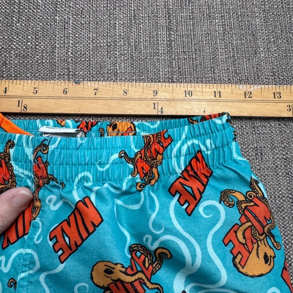 Nike Boys Swim Trunks Teal Octopus Print Mesh Lined Shorts Size S 128-137cm